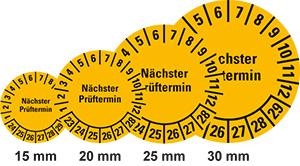 Größenverhältnis der Prüfplaketten